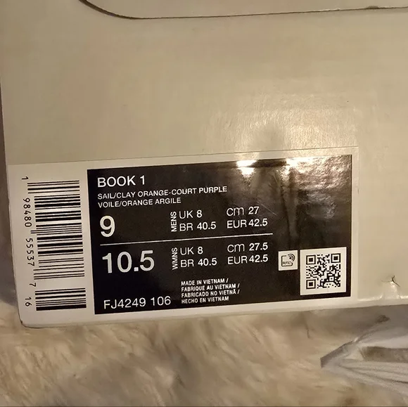 Nike Book 1 Devin Booker Phoenix Suns Sail/Clay Orange-Court Purple Sneakers - Picture 5 of 5